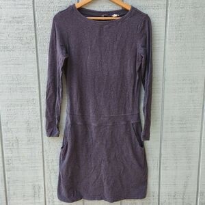 Merrell Marcy Performix Cotton Wool Long Sleeve Drop Waist Dress sz S Dark Gray